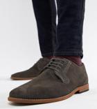Asos Design Wide Fit Lace Up Shoes In Gray Suede With Natural Sole - Gray