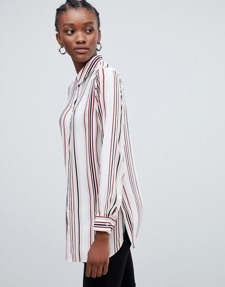 New Look Stripe Collar Blouse - White