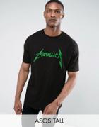 Asos Tall Metallica Oversized Band T-shirt With Fluro Logo Print - Black