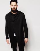 Asos Super Longline Funnel Wrap Cardigan - Black