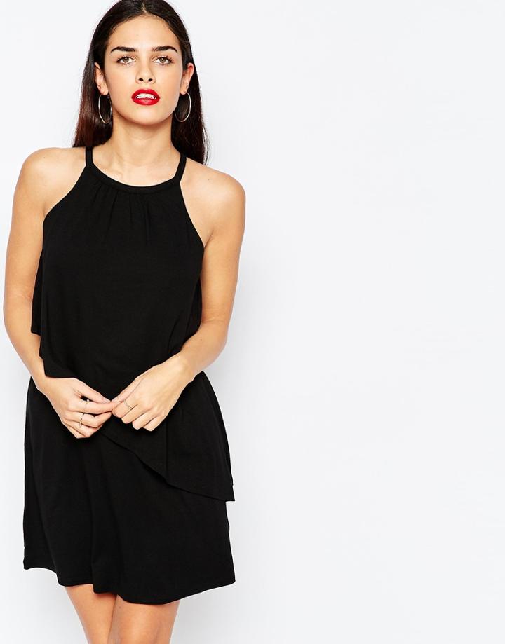 Asos Tiered Swing Mini Dress - Black