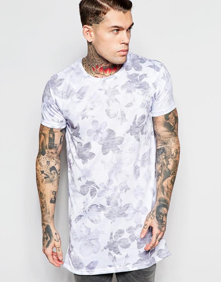 Siksilk Longline T-shirt In Floral Print