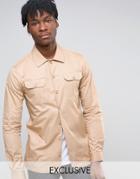 Noak Military Shirt In Skinny Fit - Stone