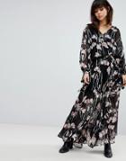 Religion Maxi Skirt In Woodland Floral - Black