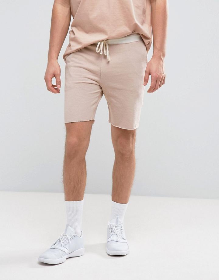 Pull & Bear Jersey Shorts In Light Pink With Contrast Band - Pink