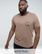 Asos Plus T-shirt With Gothic Chest Print - Beige