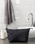 Asos Design Toiletry Bag In Black With Get Wavey Embroidery