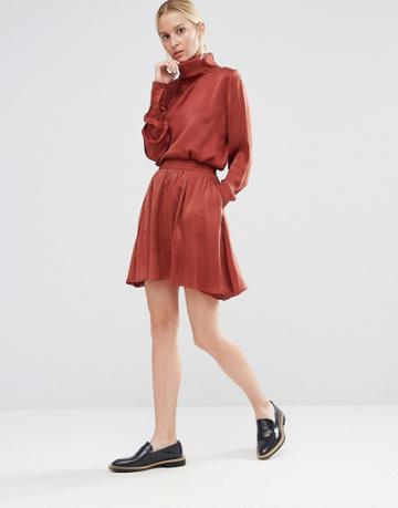 Gestuz Lullu Silk Skirt - Copper
