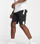 Soul Star Tall Cargo Panel Jersey Shorts In Black