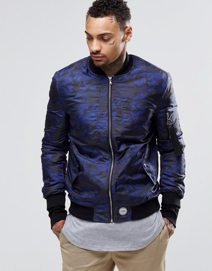 Sixth June Camo Bomber Jacket - Blue