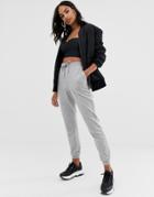 Asos Design Basic Jogger With Tie - Gray