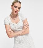Reclaimed Vintage Inspired Jersey Mini Dress With Bow Detail In Ditsy Floral-multi