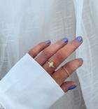 Reclaimed Vintage Inspired Sterling Silver Gold Plated 14k Ring With Pretty Stone