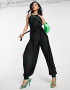 Parisian Slit Leg Jumpsuit In Black