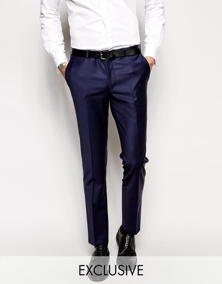 Noose & Monkey Suit Pants With Stretch In Skinny Fit - Navy