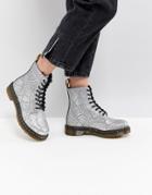 Dr Martens Vegan Silver Snake Lace Up Boots - Silver