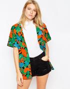 Motel Joelle Baseball Shirt In Tropicana Print - Tropicana