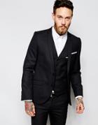 Heart & Dagger Suit Jacket In Birdseye Fabric In Skinny Fit - Black