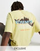 Reclaimed Vintage Inspired Oversized T-shirt With Yosemite Back Print In Washed Yellow