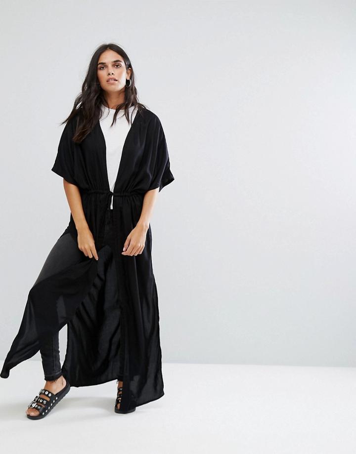 Noisy May Maxi Tie Waist Cardigan - Black