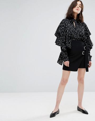 Plain Studios Wrap Front Mini Skirt - Black
