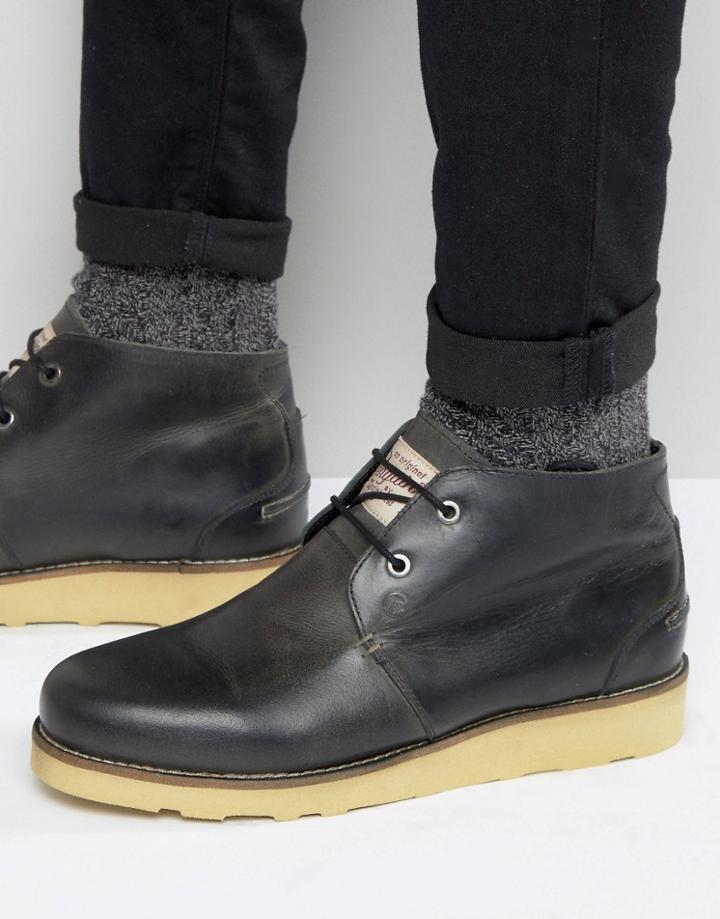 Original Penguin Chukka Boots In Black Leather - Black