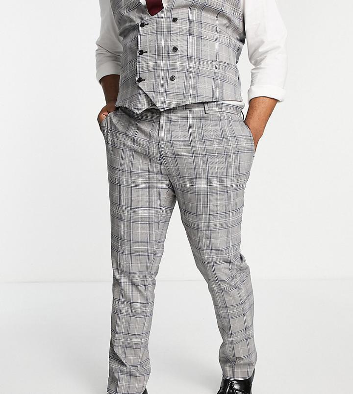 Twisted Tailor Jose Plus Skinny Suit Pants In Gray Prince Of Wales Check