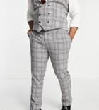 Twisted Tailor Jose Plus Skinny Suit Pants In Gray Prince Of Wales Check