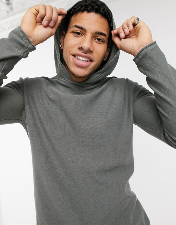 Jack & Jones Originals Knit Hoodie In Gray-grey