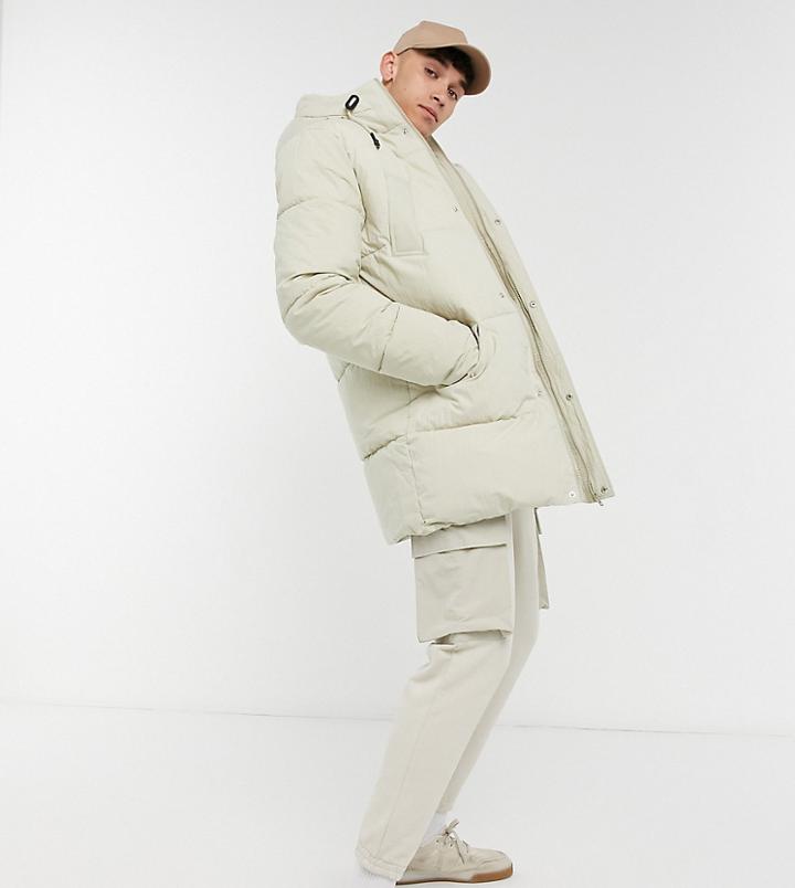 Asos Design Tall Puffer Jacket In Ecru-white