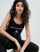 Weekday Drop Arm Tank In Black Print - Black