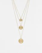 Ashiana Multi Layered Triple Disc Necklace - Gold