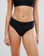 Zulu & Zephyr Ribbed High Waist V Bikini Bottom - Black