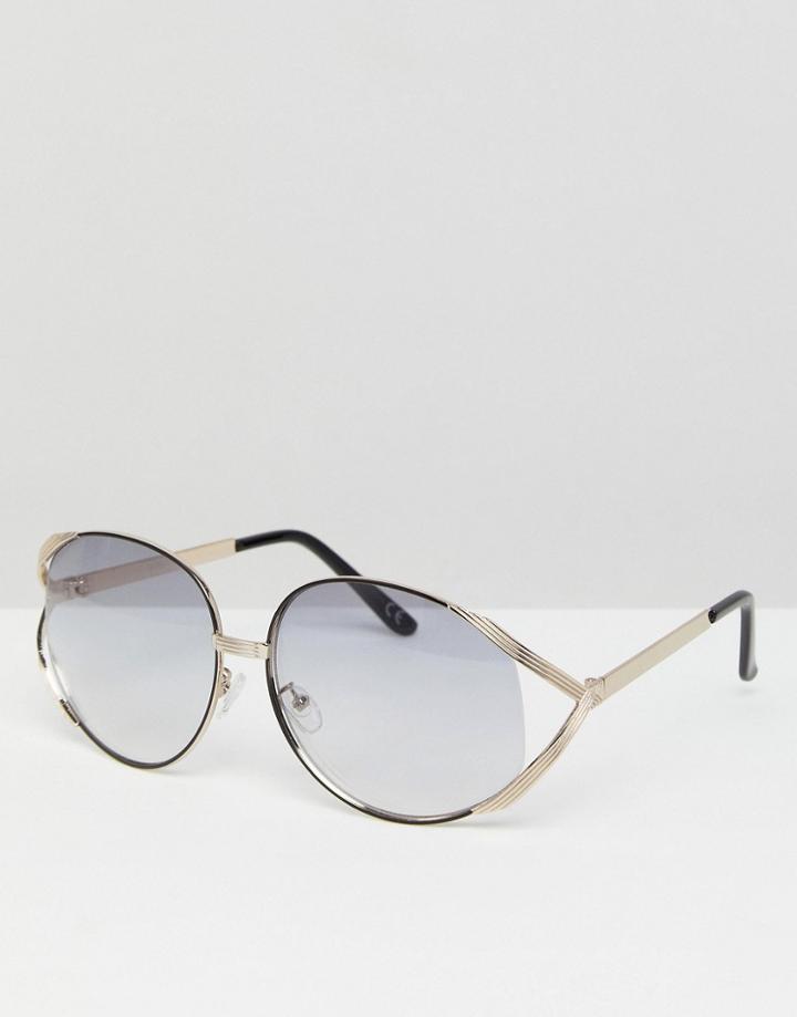 Asos Vintage Oversized Fashion Sunglasses In Light Smoke Lens - Gray