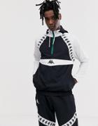 Kappa Authrntic Bakit Windbreaker With Hood And Diagonal Logo Taping In Black - Black