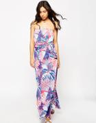 Asos Bandeau Maxi Dress In Tropical Print - Multi