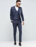 Harry Brown Windowpane Check Slim Fit Suit Pants - Blue