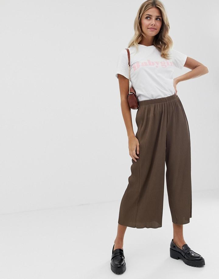 Asos Design Plisse Culotte Pants-gray