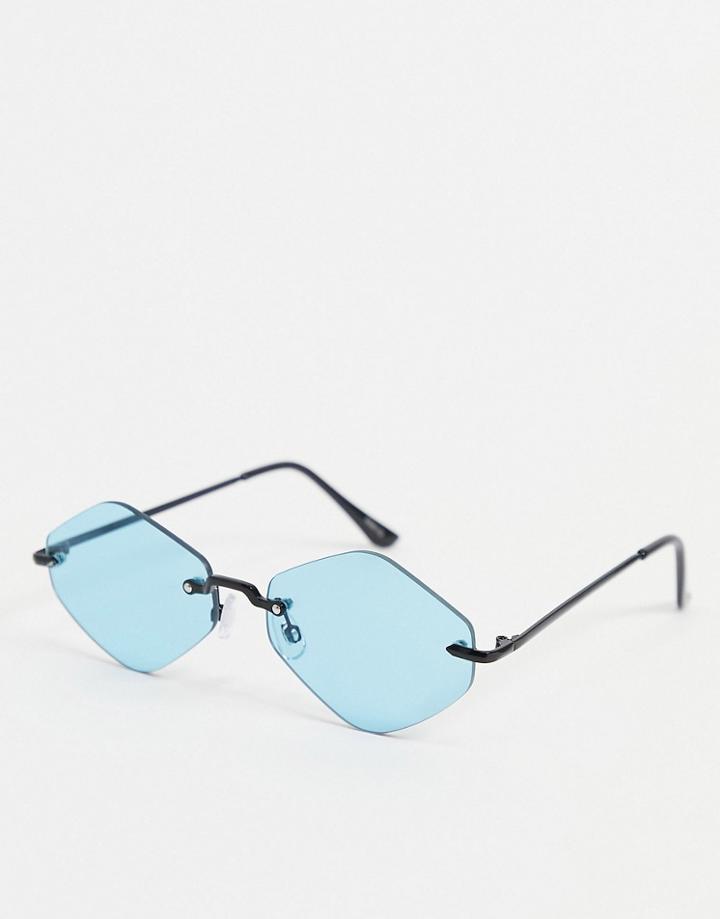 Madein. Slim Line Hex Sunglasses-blues