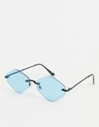 Madein. Slim Line Hex Sunglasses-blues
