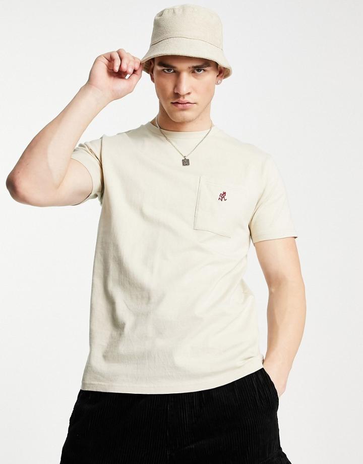 Gramicci Printed Logo T-shirt In Beige-neutral