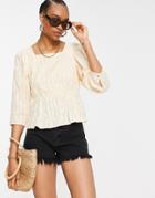 Y.a.s Organic Cotton Square Neck Blouse In Cream-neutral