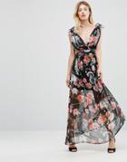 Traffic People Maxi Dress In Woodland Print - Black