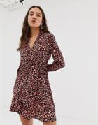 River Island Printed Shirt Dress In Red