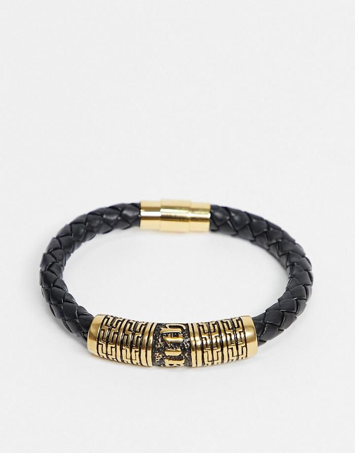Steve Madden Leather Bracelet-black