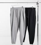 Asos Design Curve Basic Sweatpants With Tie 2 Pack In Black And Gray-multi