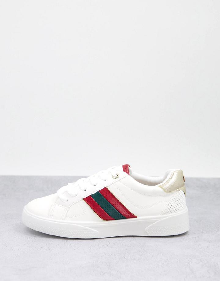 River Island Side Stripe Lace Up Sneakers In White