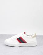 River Island Side Stripe Lace Up Sneakers In White