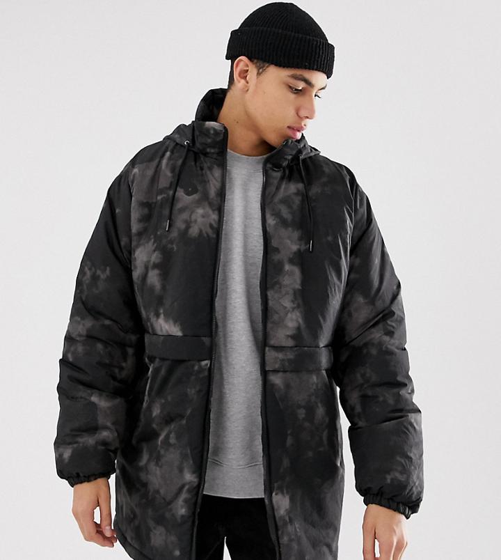 Asos Design Tall Parka Jacket Dark Camo Print-black