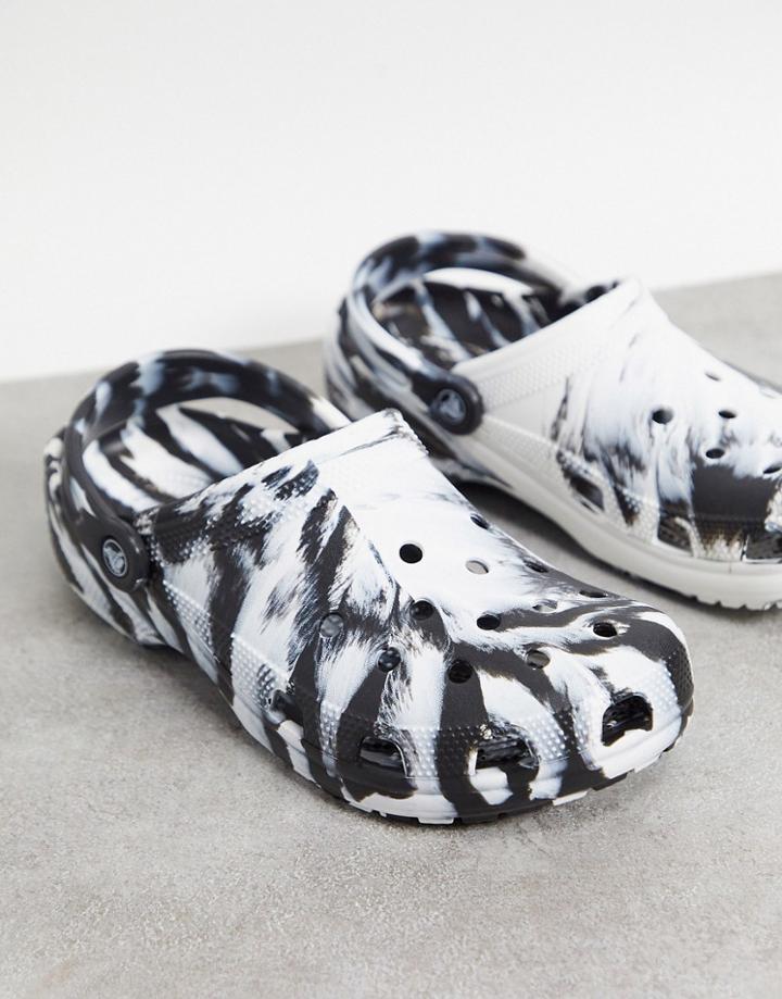 Crocs Classic Clogs In Marble-black